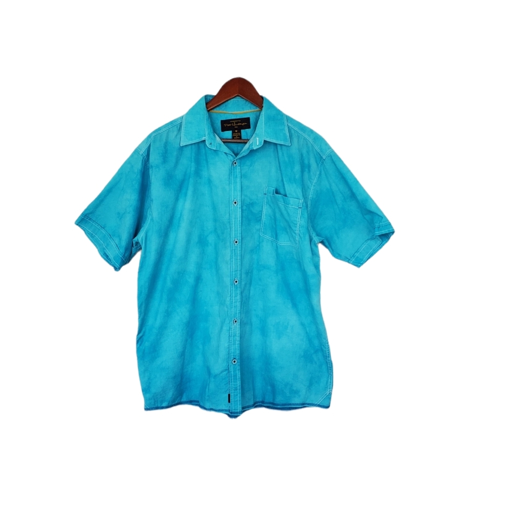 Peter Huntington Bali Hand Crafted Blue Tie Dye Shirt
